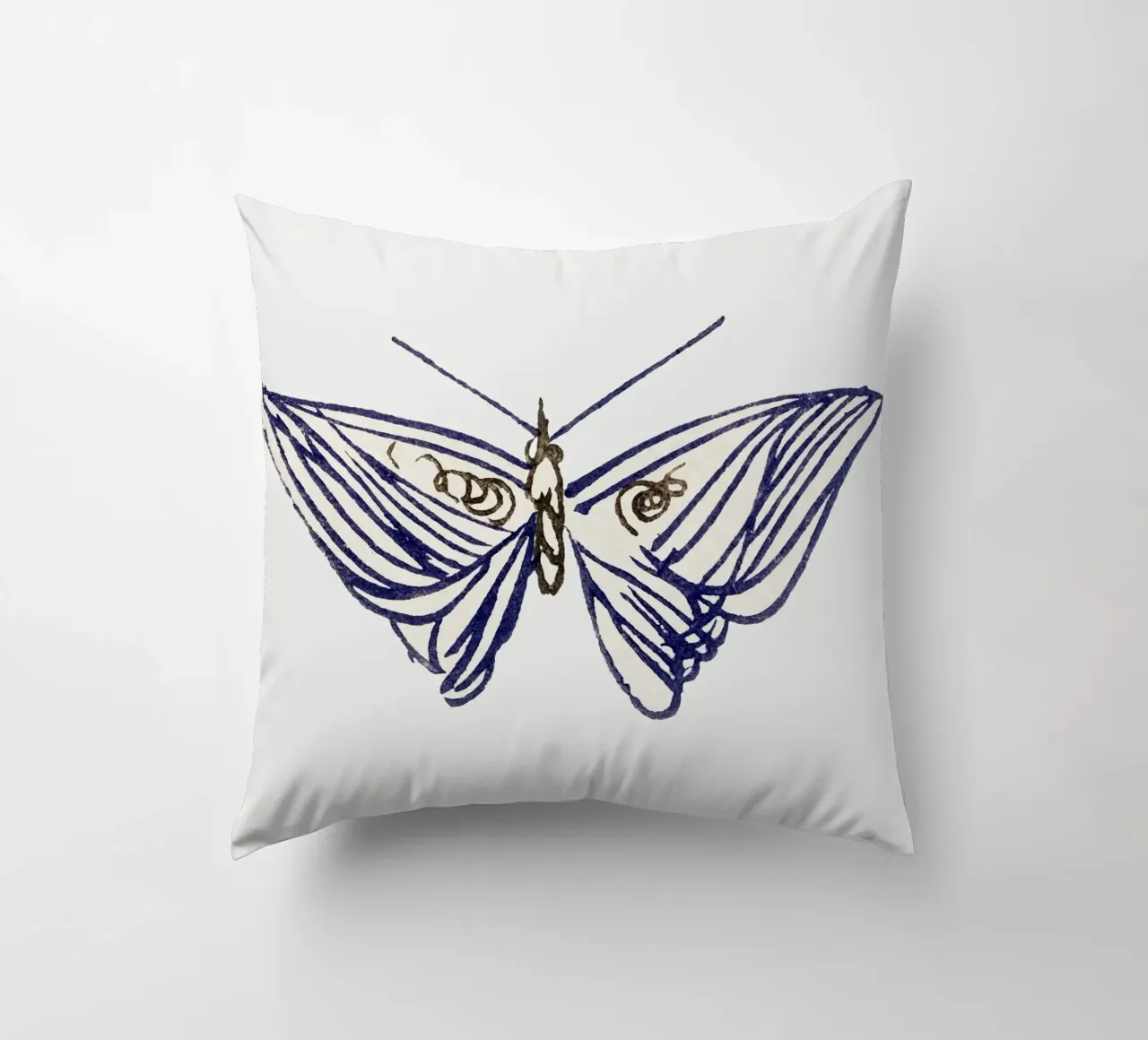 Ink Line Butterfly - Minimalist Japanese Art Print decorative cushion by NorwesClub