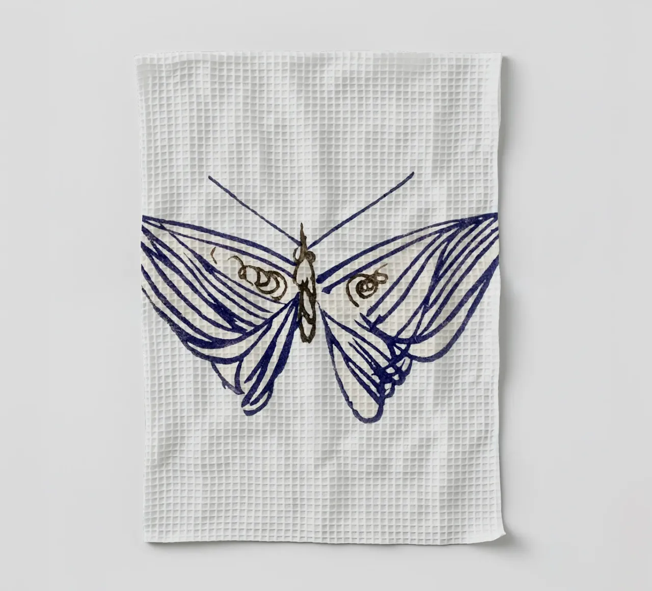 Papillon au trait d'encre - Minimalist Japanese Art Print torchon de NorwesClub
