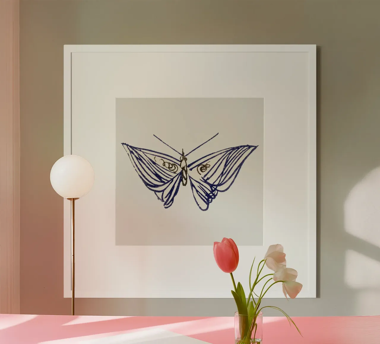 Ink Line Butterfly - Minimalist Japanese Art Print hahnemühle by NorwesClub