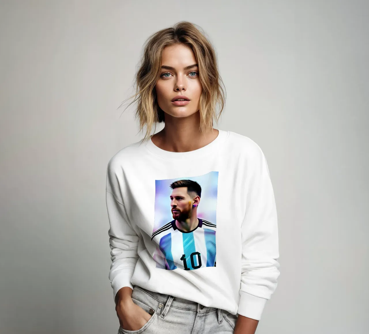 Messi potrait Argentina neon felpa da BONANZA