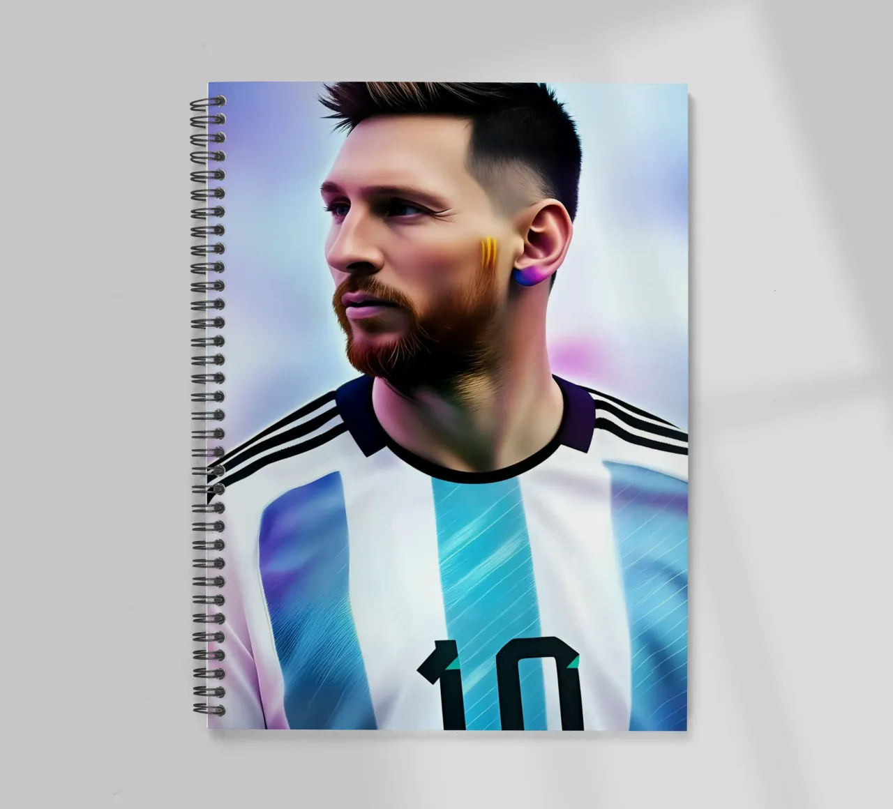 Messi potrait Argentina neon spiral notebook by BONANZA