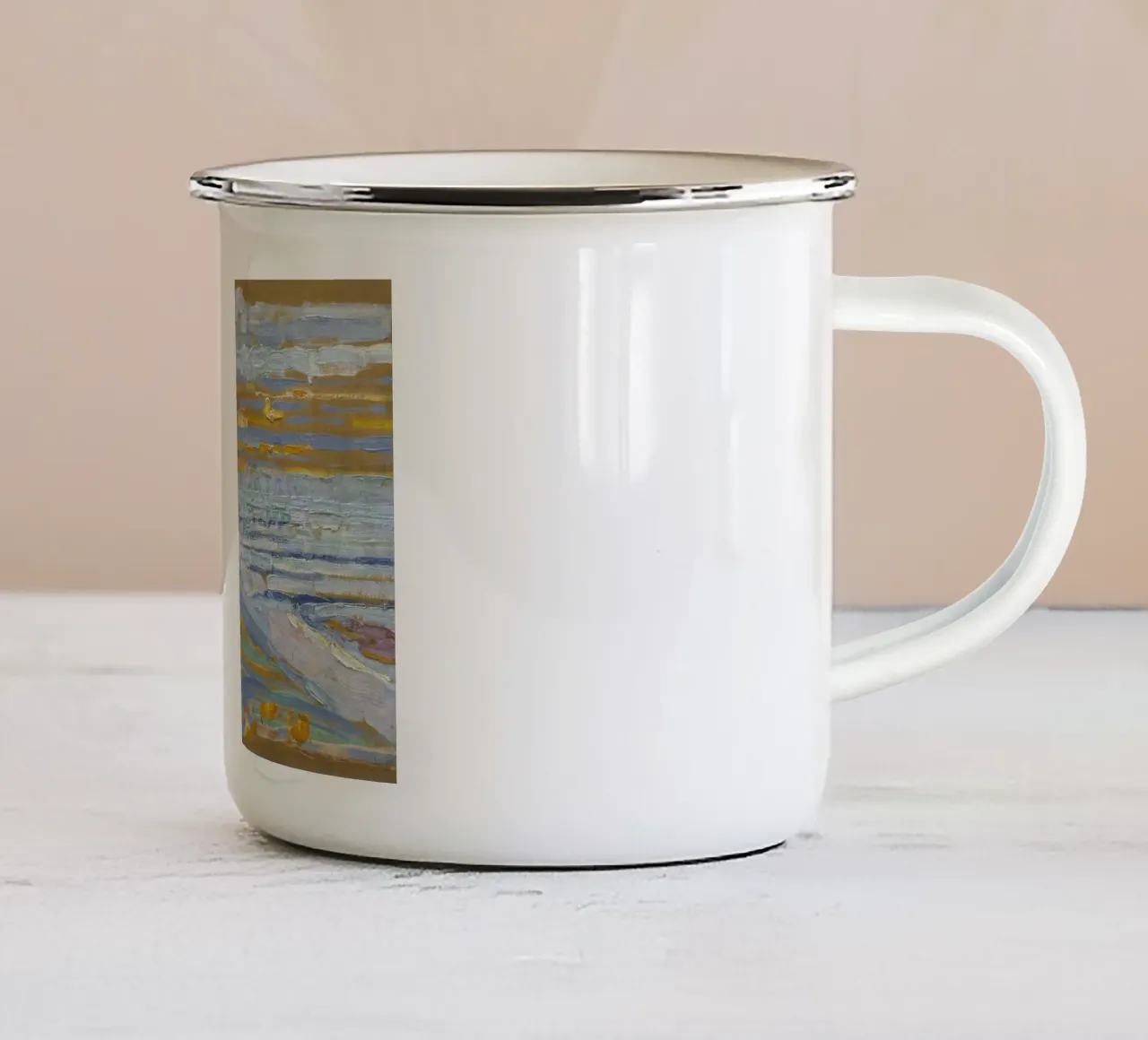 L'orizzonte di Mondrian - Paesaggio marino neoimpressionista tazza in smalto da NorwesClub