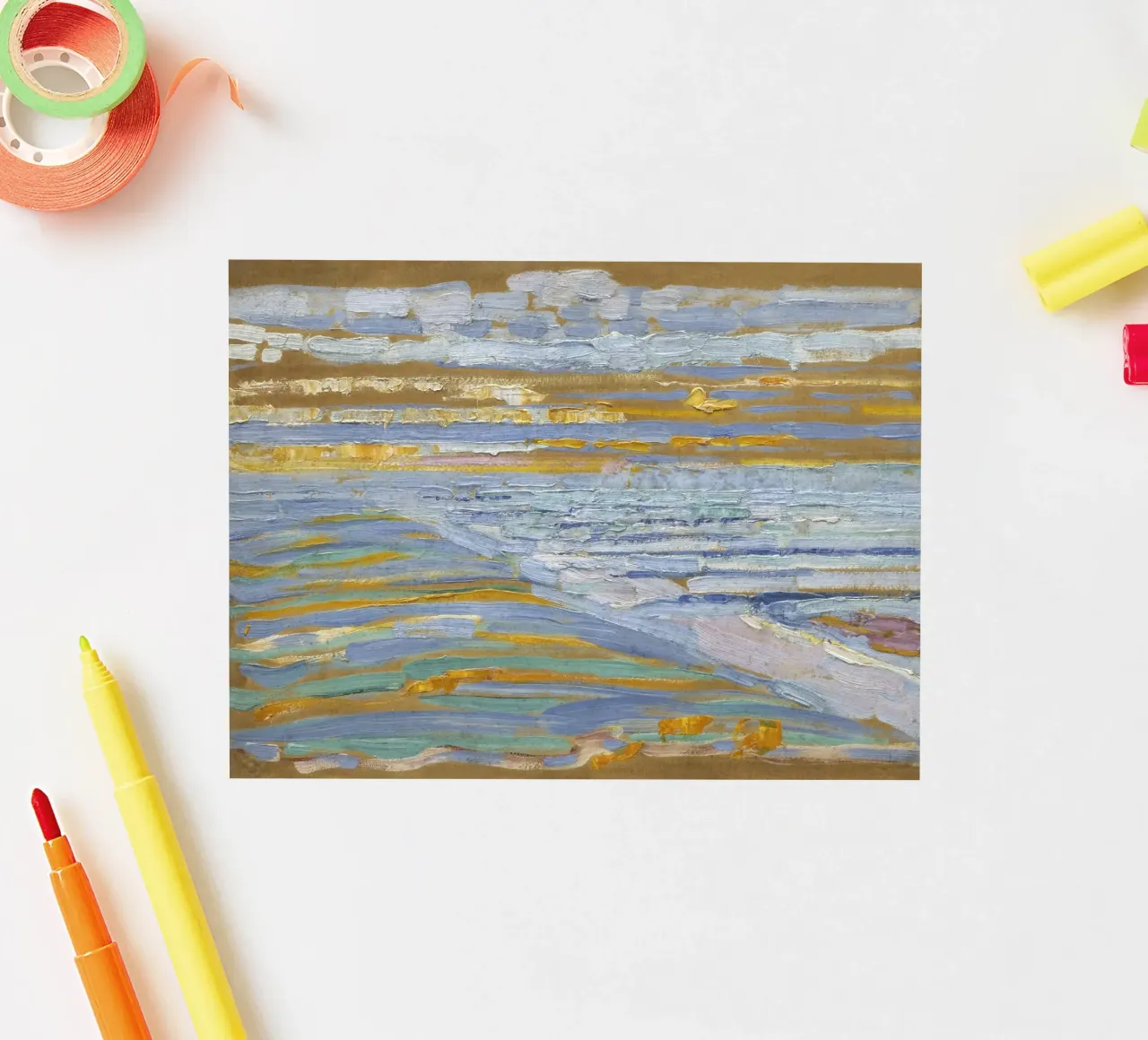 L'orizzonte di Mondrian - Paesaggio marino neoimpressionista adesivo da NorwesClub
