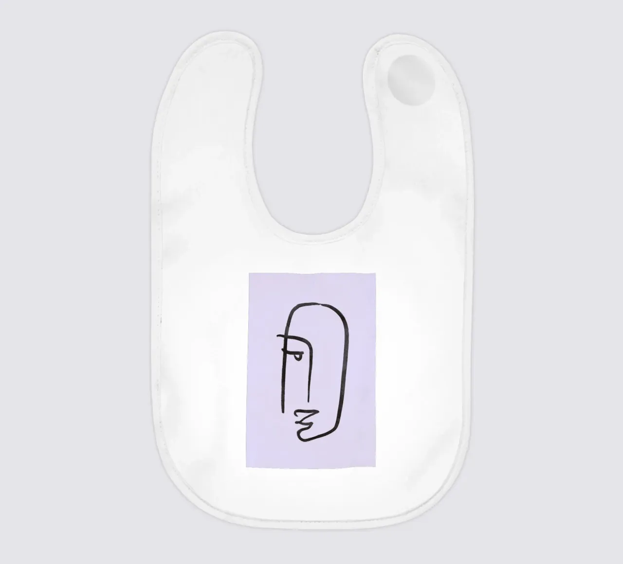 Minimalist Abstract Face - Modern Line Art Portrait baby bib by NorwesClub