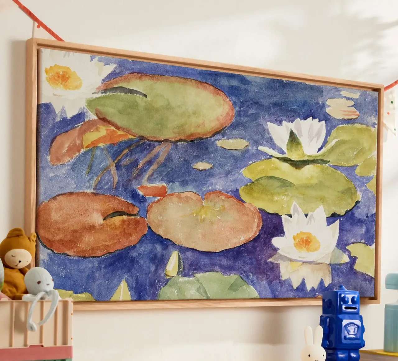 Vijver met waterlelies van Monet - Impressionistische bloemsierkunst canvas met Baklijst van NorwesClub