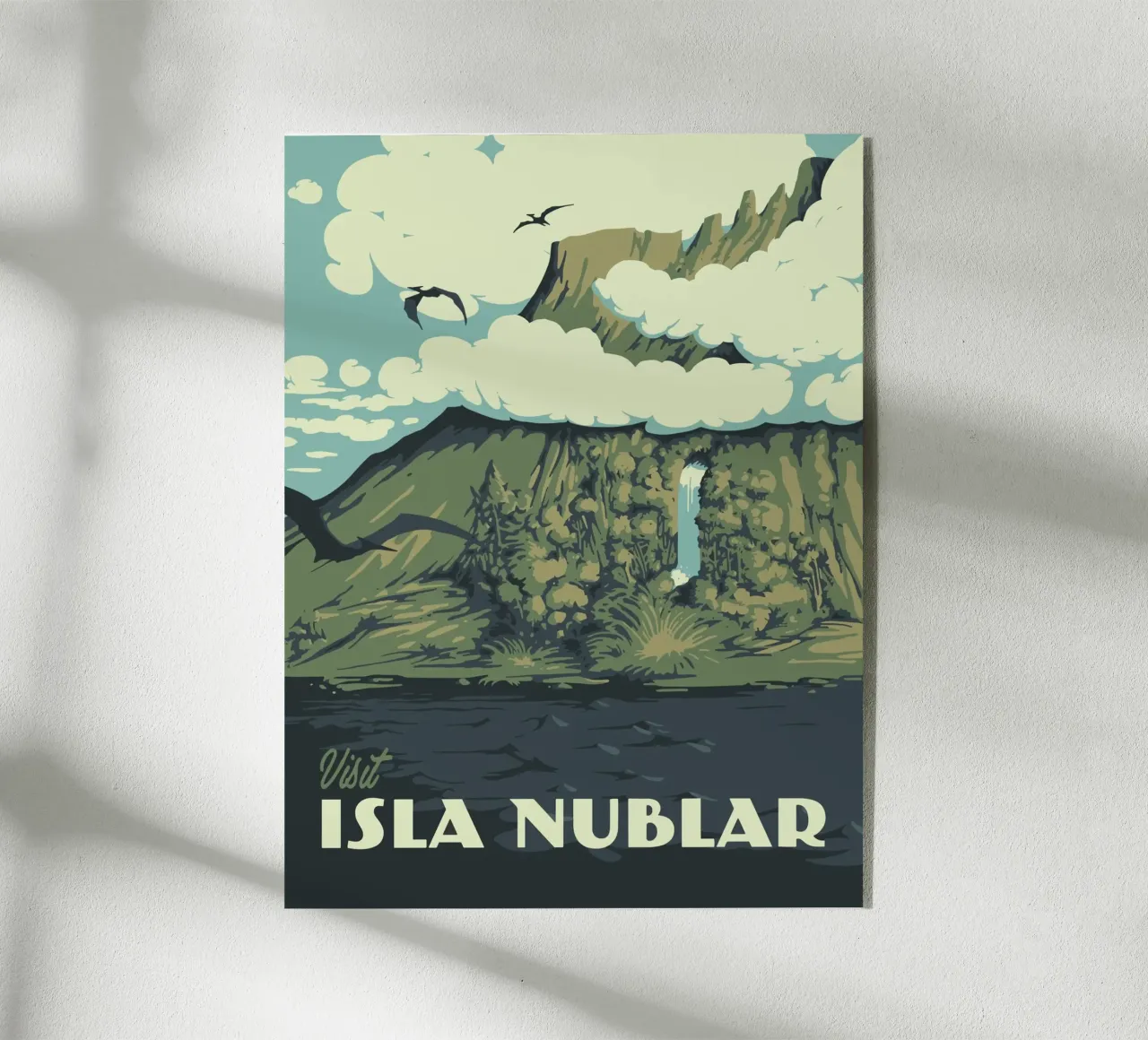Isla Nublar Travel acrylic glass by Alice Slatera