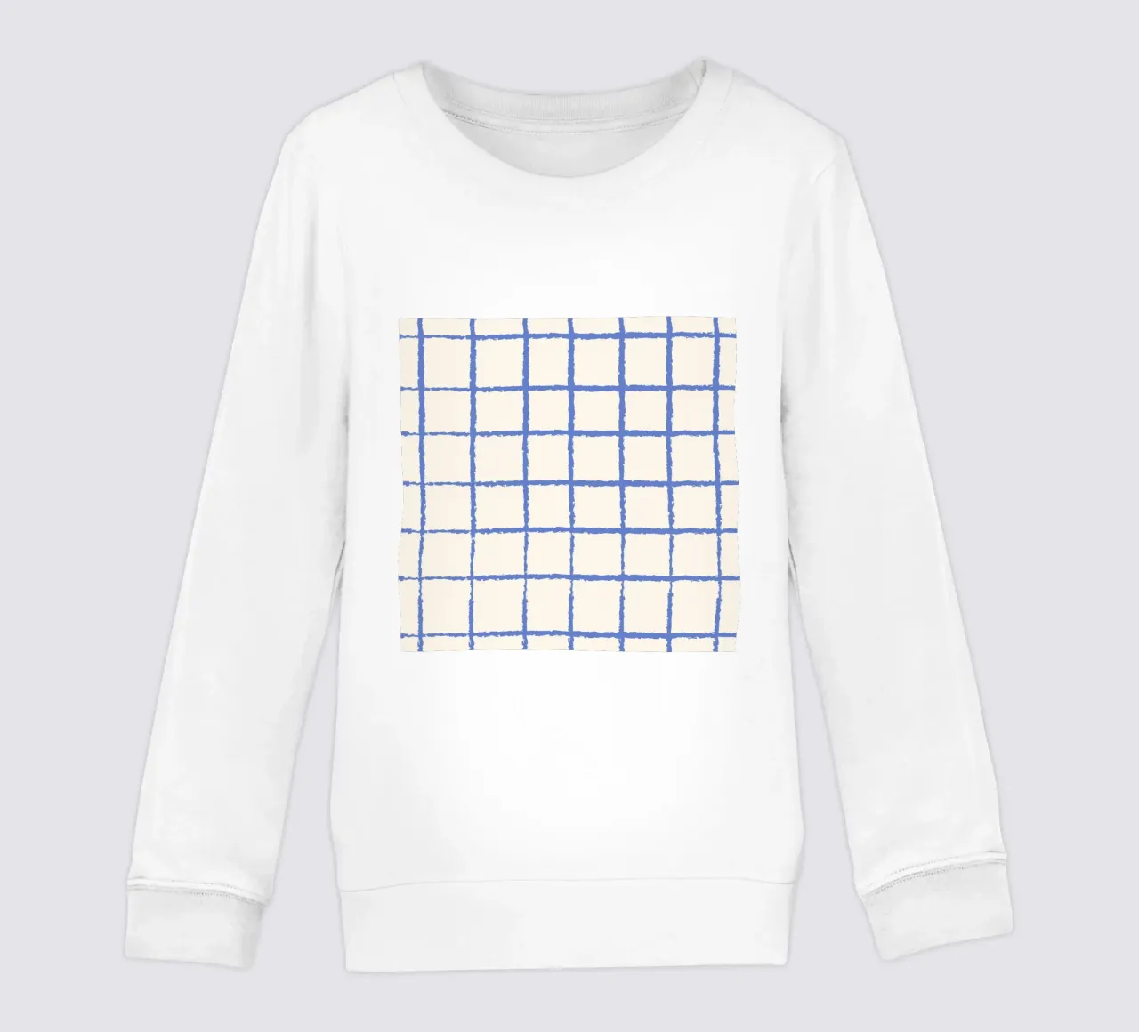 Grille bleue dessinée à la main - Motif abstrait moderne et minimaliste sweat enfant de NorwesClub