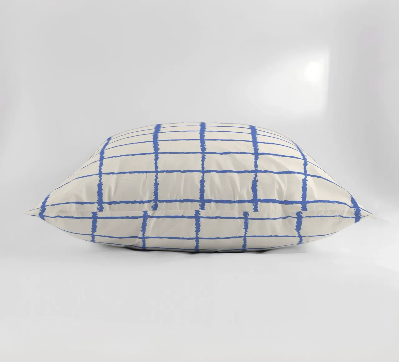 Handgetekend blauw raster - modern minimalistisch abstract patroon kussen van NorwesClub