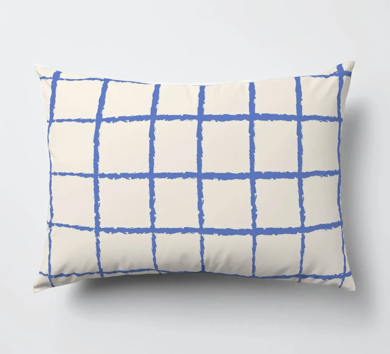 Handgetekend blauw raster - modern minimalistisch abstract patroon kussen van NorwesClub