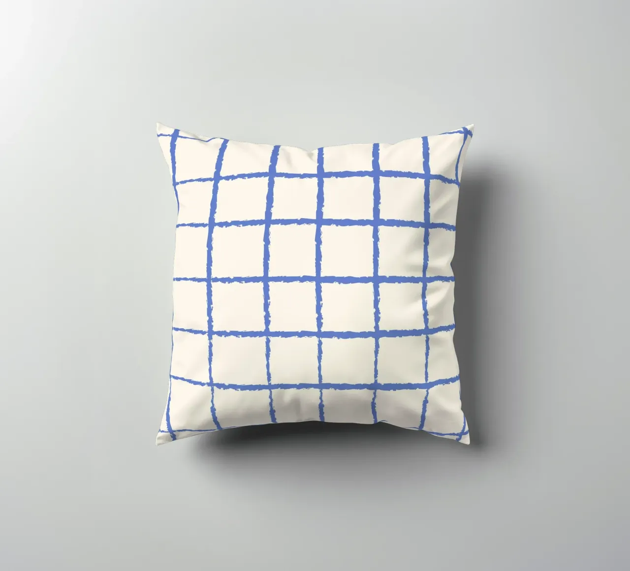 Handgetekend blauw raster - modern minimalistisch abstract patroon kussen van NorwesClub