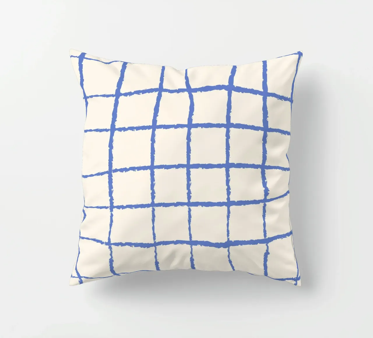 Handgetekend blauw raster - modern minimalistisch abstract patroon kussen van NorwesClub