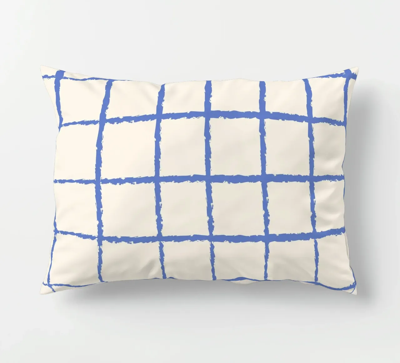 Handgetekend blauw raster - modern minimalistisch abstract patroon kussen van NorwesClub