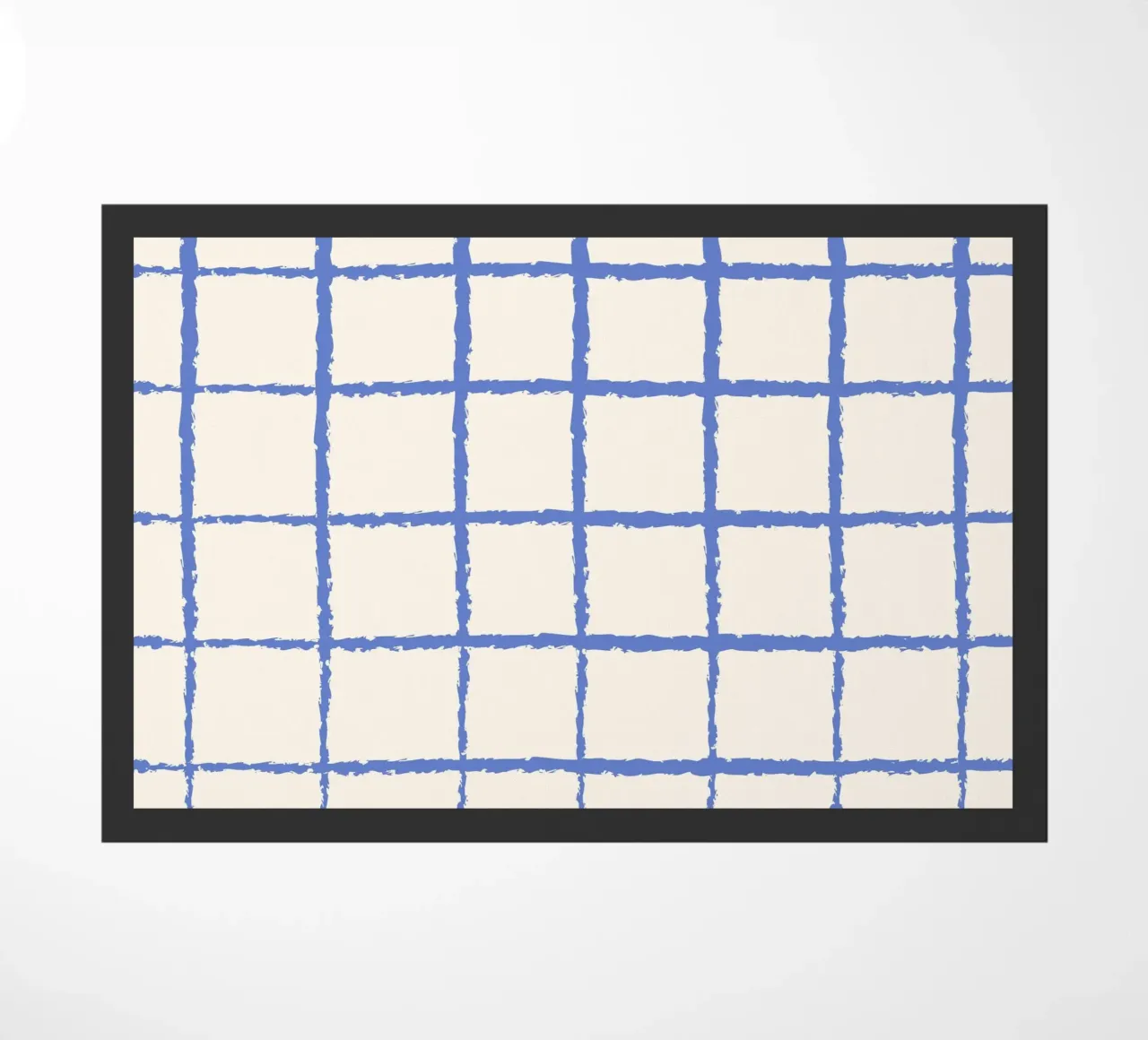 Grille bleue dessinée à la main - Motif abstrait moderne et minimaliste paillasson de NorwesClub