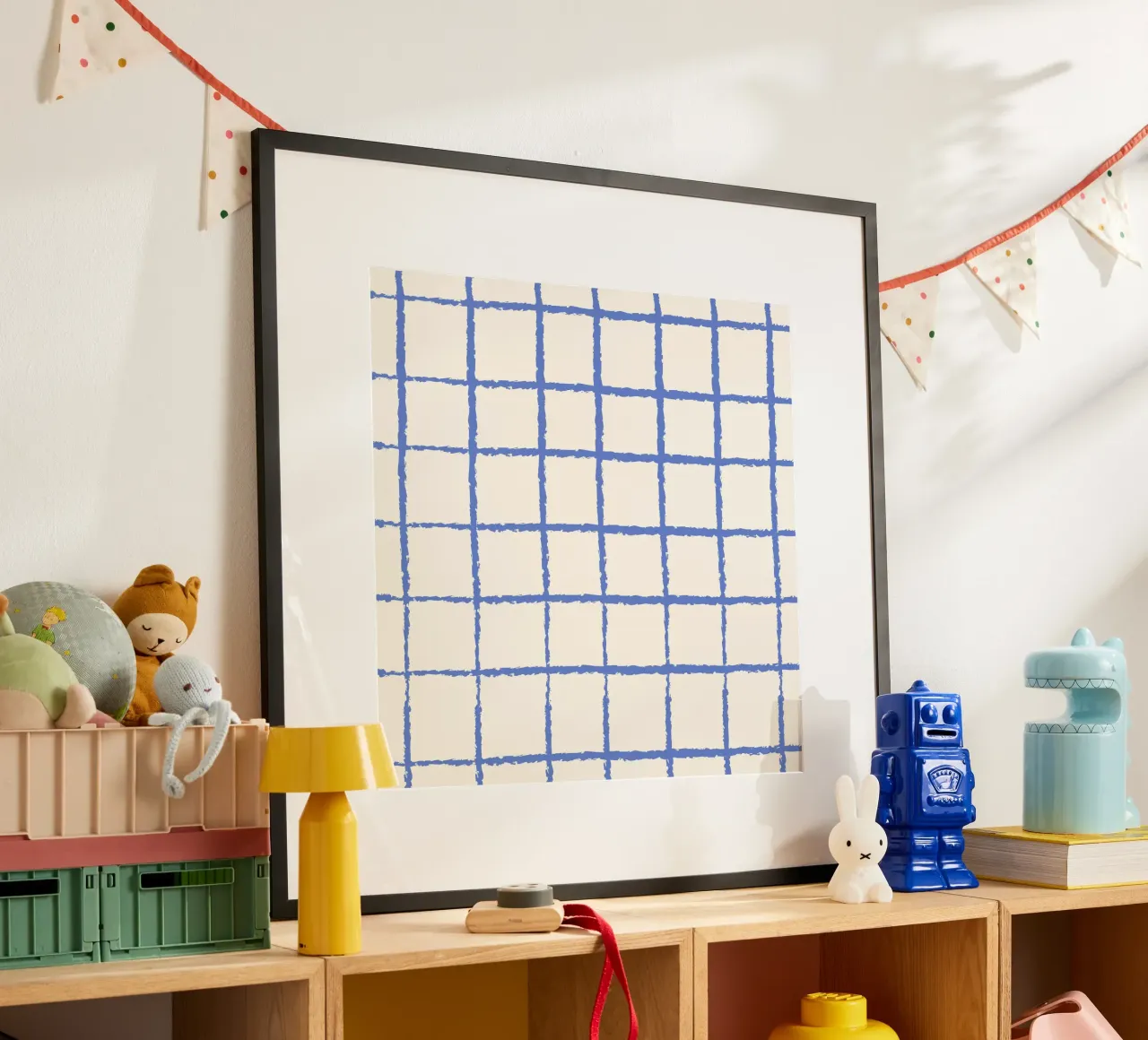 Hand-Drawn Blue Grid - Modern Minimalist Abstract Pattern hahnemühle by NorwesClub