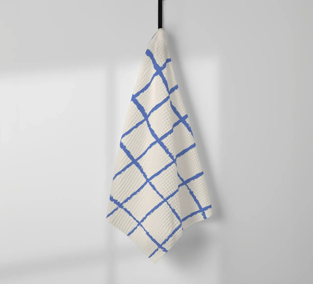 Grille bleue dessinée à la main - Motif abstrait moderne et minimaliste torchon de NorwesClub