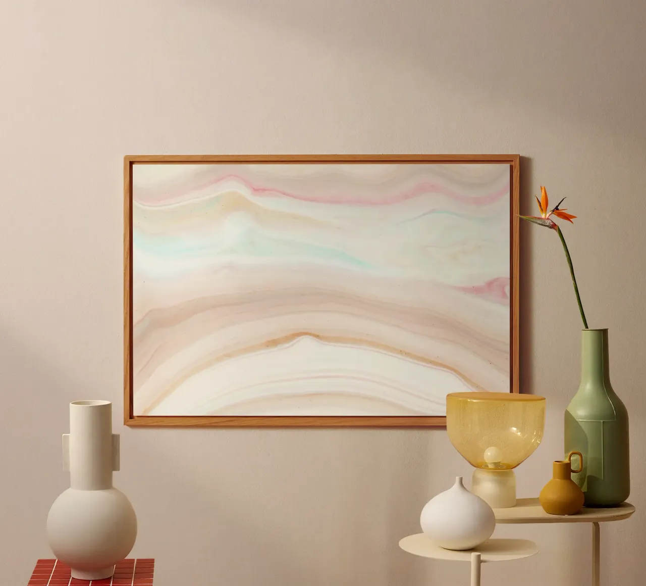 Soft Pastel Agate Swirl - Abstract Fluid Art Print alu-dibond by NorwesClub