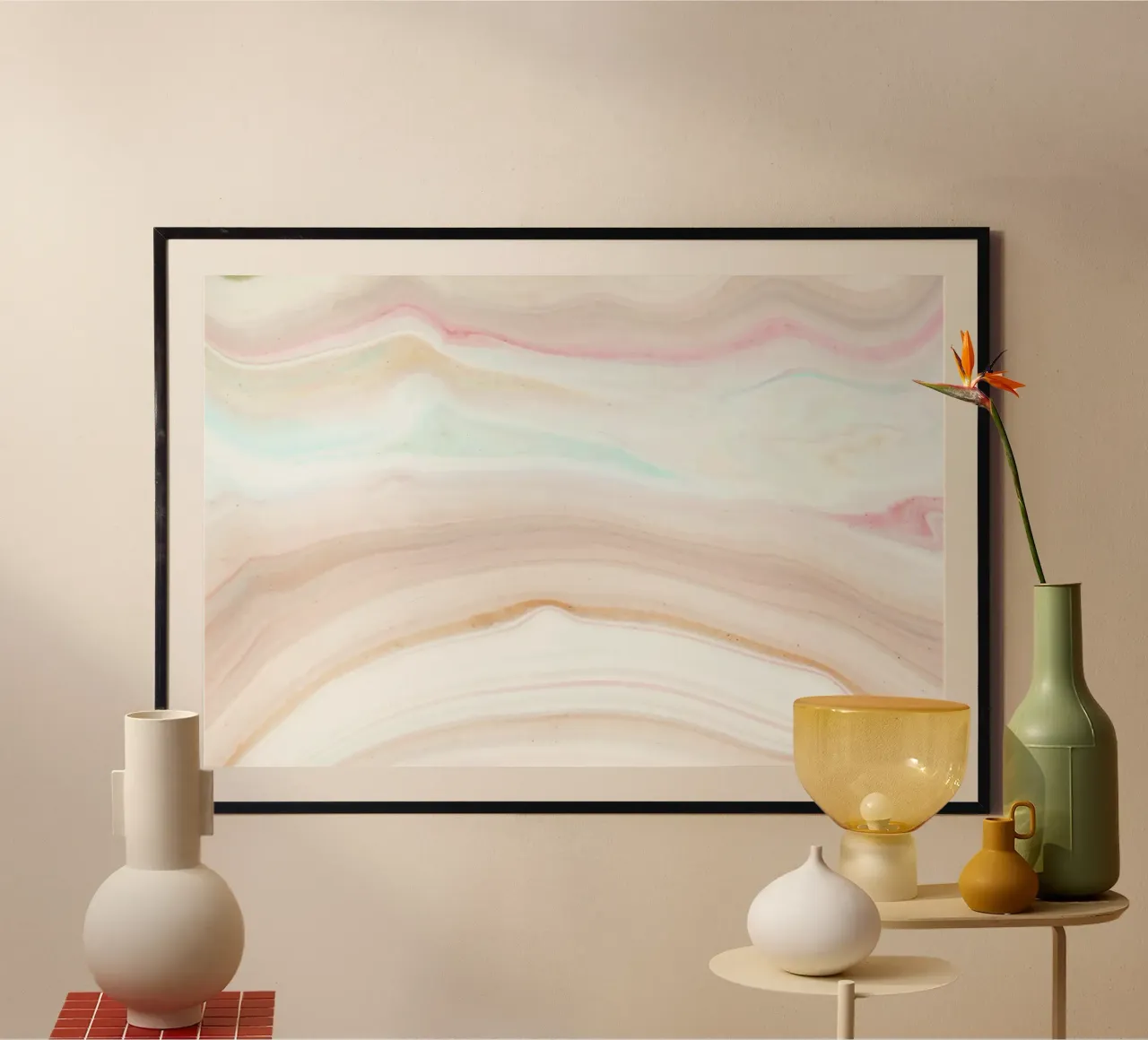 Soft Pastel Agate Swirl - Abstract Fluid Art Print Hahnemühle von NorwesClub