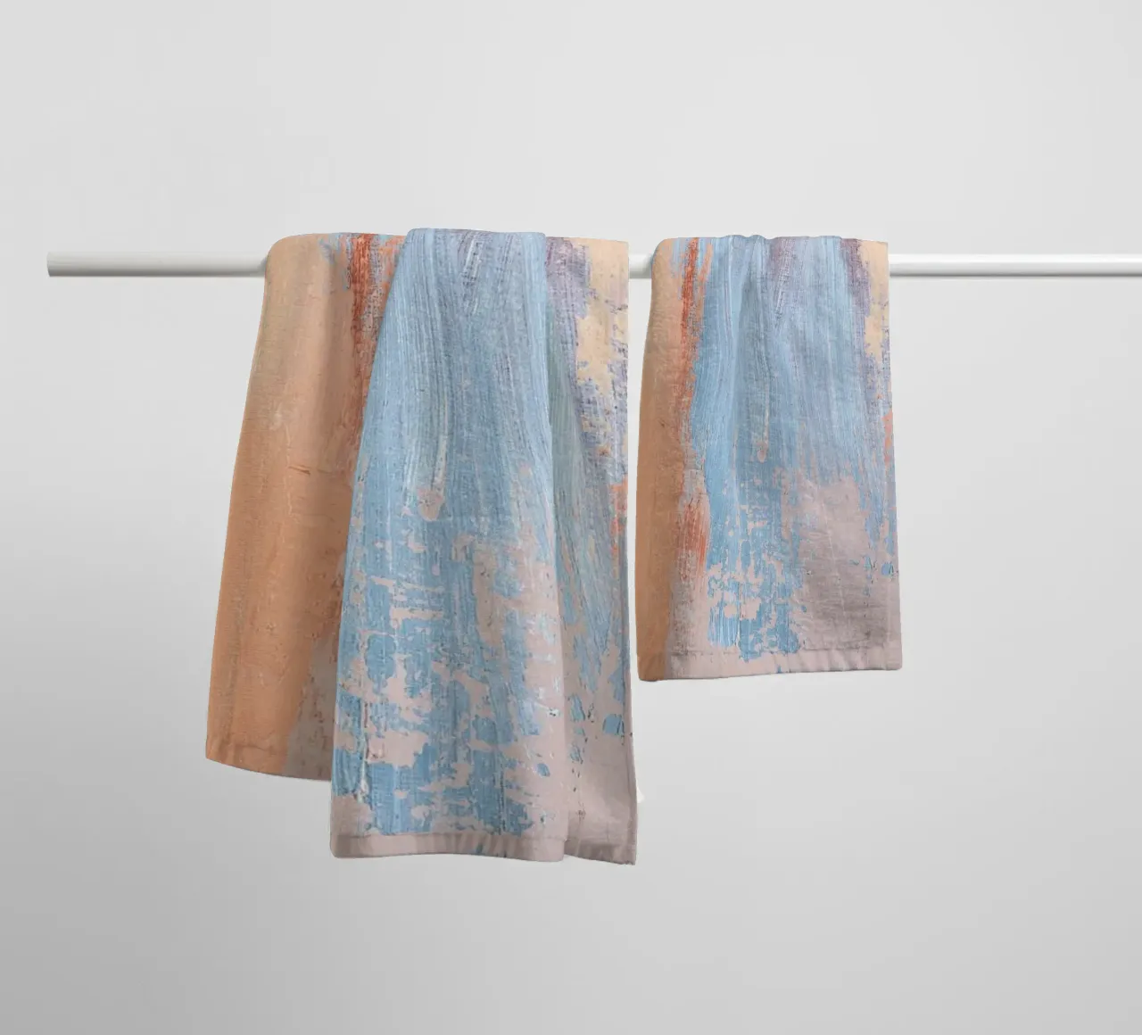 Distressed Peach & Blue Abstract - Textured Modern Art towel by NorwesClub