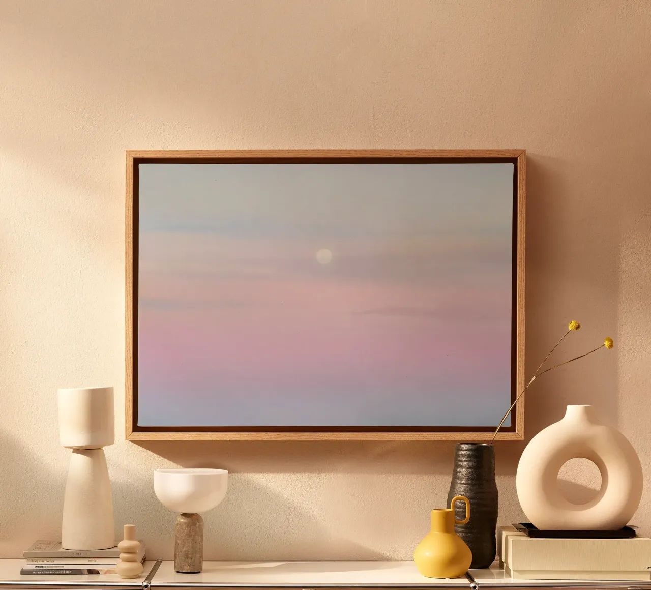 Pastel Zonsondergang Maan - Etherische Gradiënt Lucht Kunst canvas met Baklijst van NorwesClub
