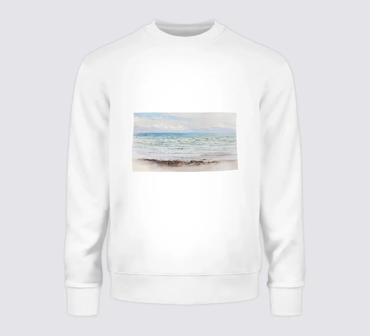 Serene Ocean Waves - Impressionist Watercolor Seascape sweatshirt by NorwesClub