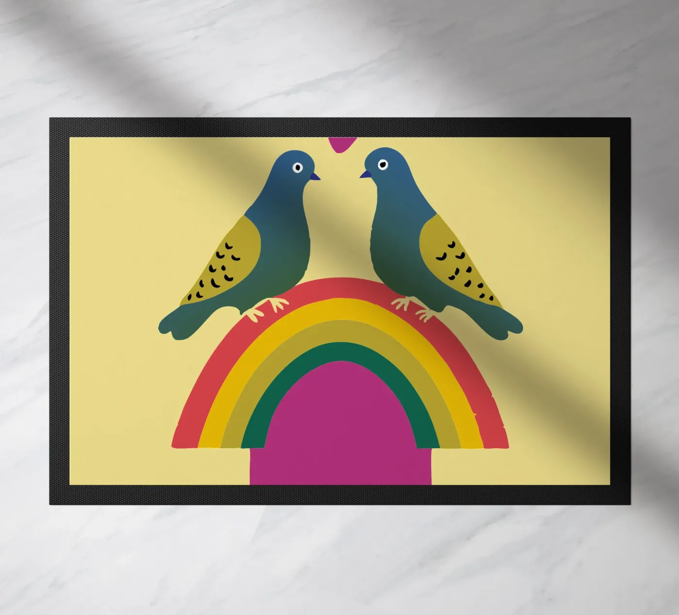Two Pigeons doormat by TRENDY POSTER SHOP