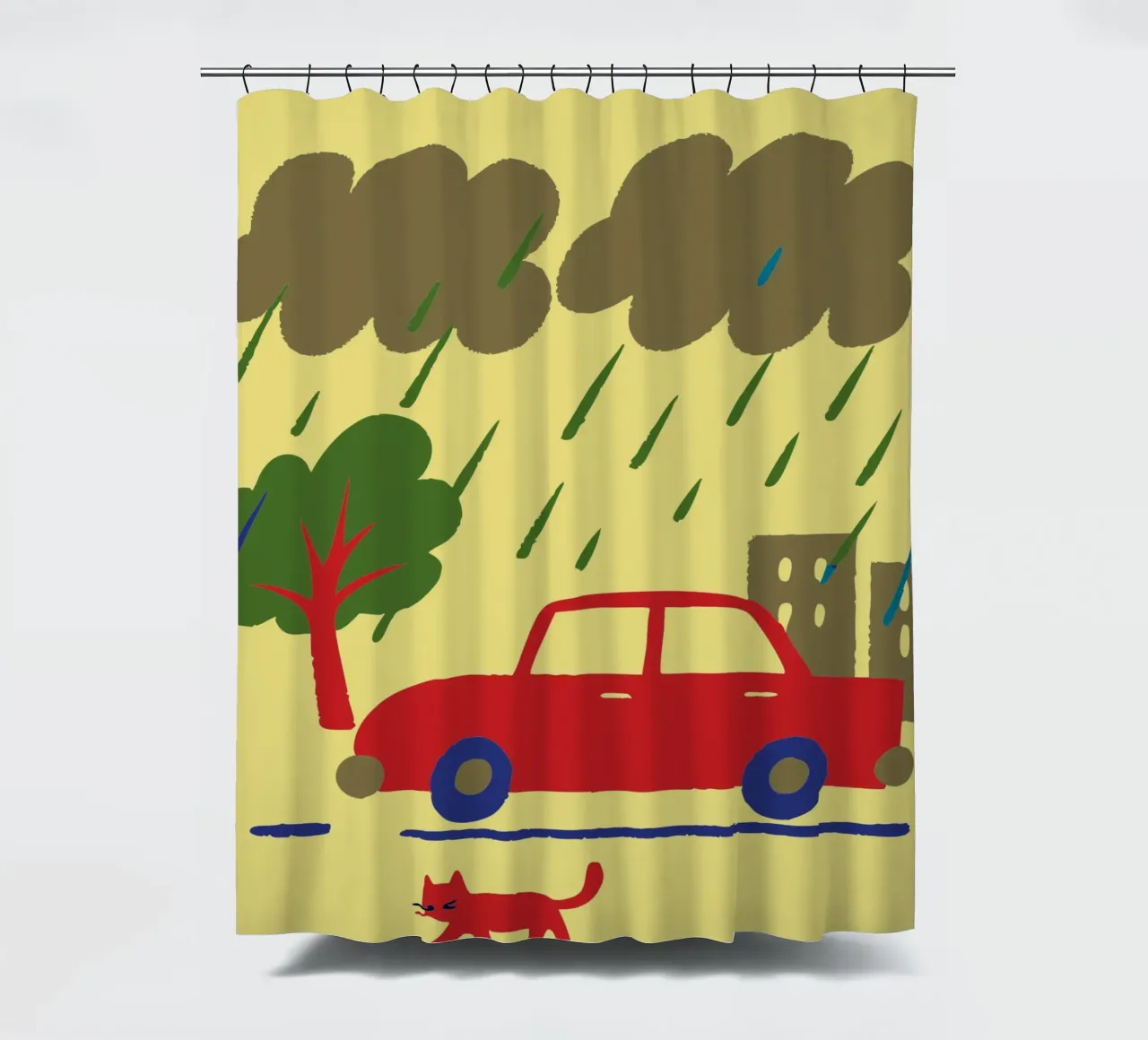 Gatti e automobili tenda da doccia da TRENDY POSTER SHOP