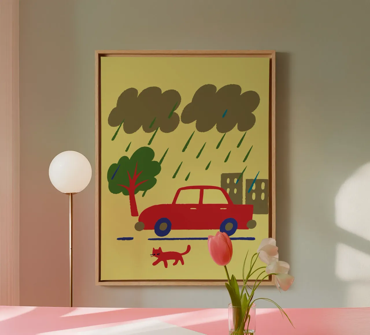 Katten en auto's canvas van TRENDY POSTER SHOP