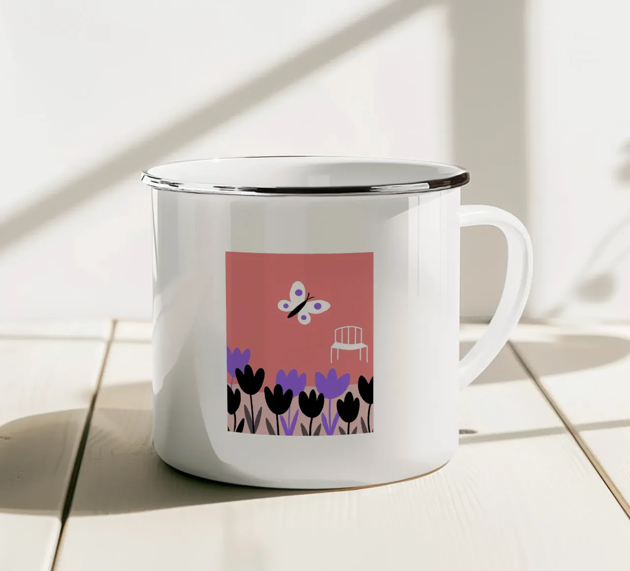 Fiori e farfalle tazza in smalto da TRENDY POSTER SHOP