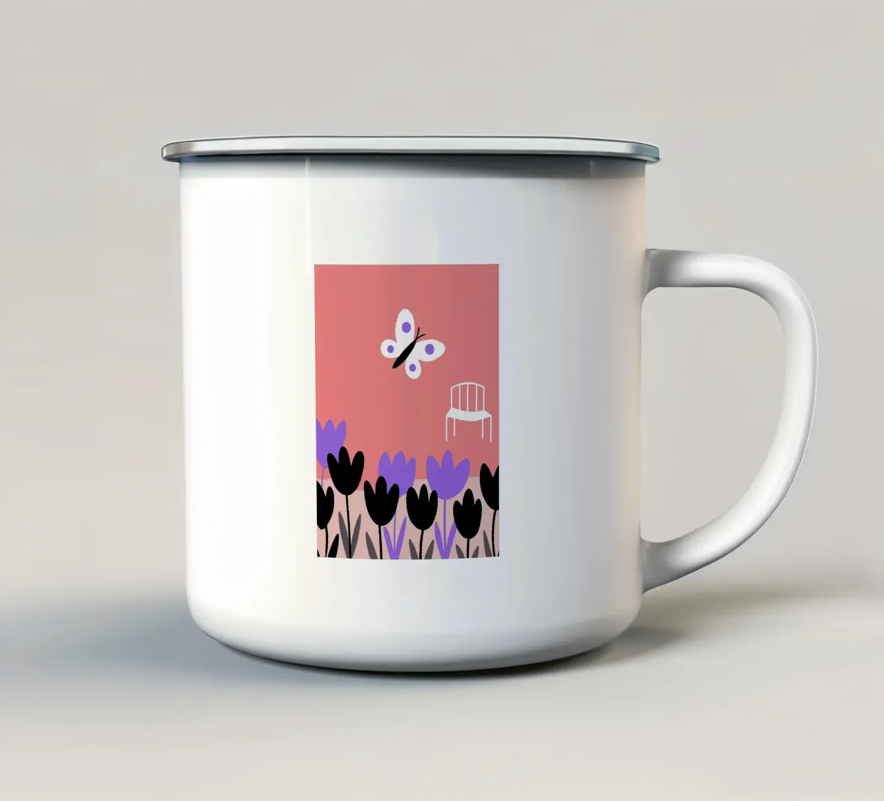 Fiori e farfalle tazza in smalto da TRENDY POSTER SHOP