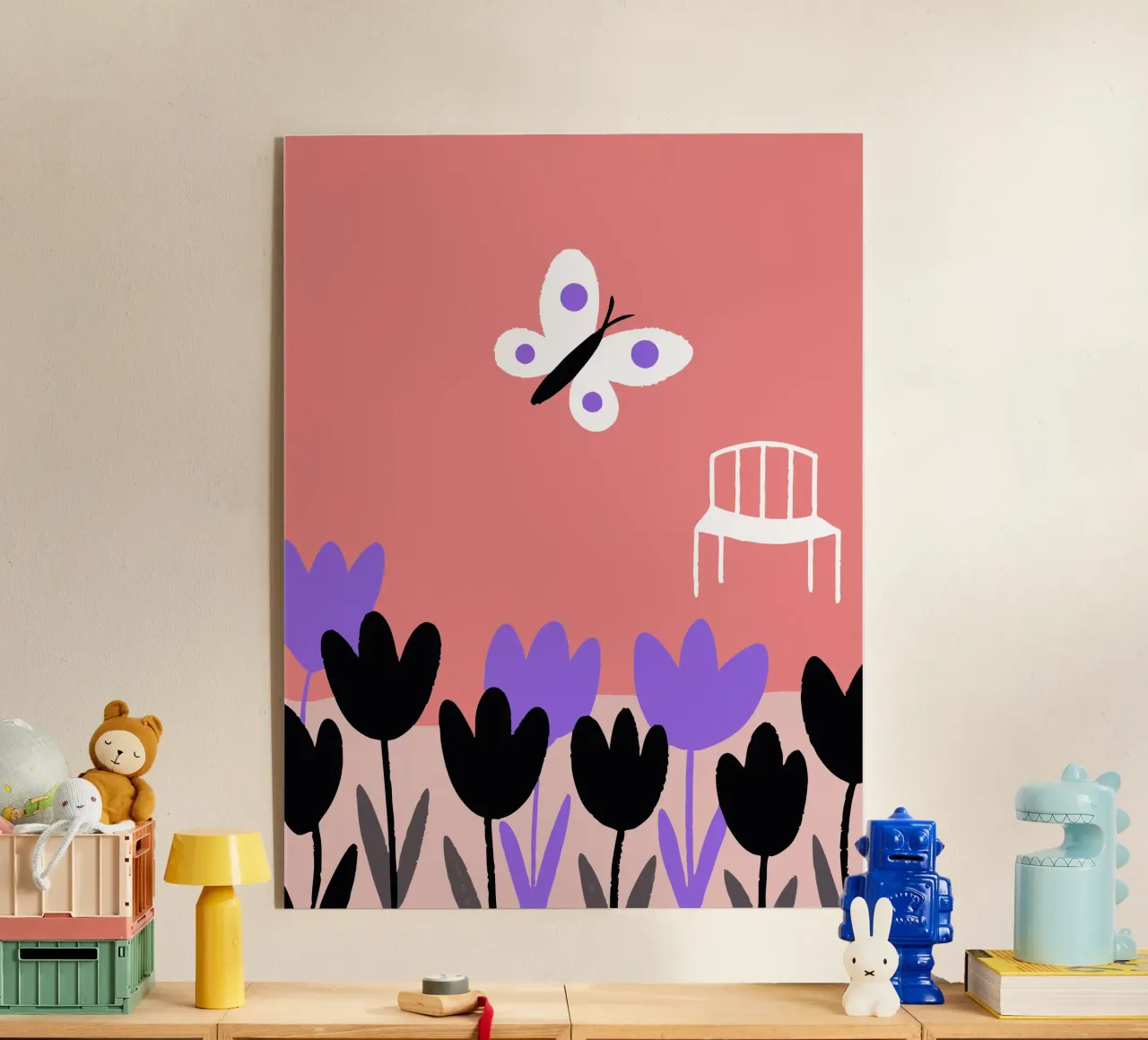 Flowers and Butterflies plexiglass da TRENDY POSTER SHOP