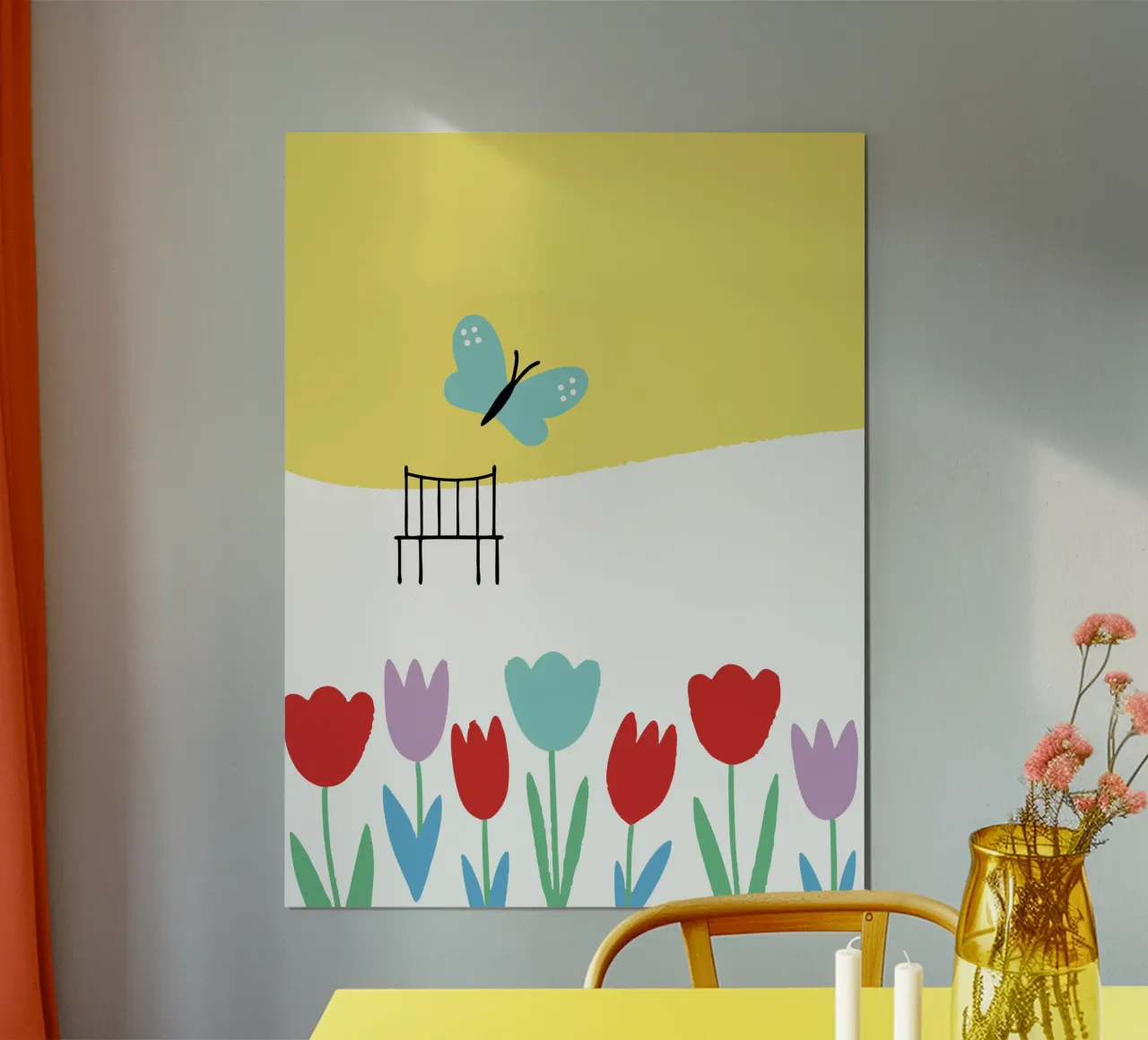 Fiori e farfalle poster con telaio in alluminio da TRENDY POSTER SHOP