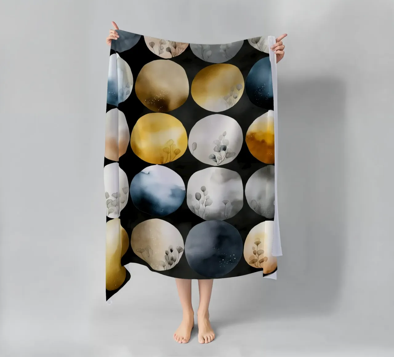 Moons abstraction beach towel by Justyna Jaszke JBJart