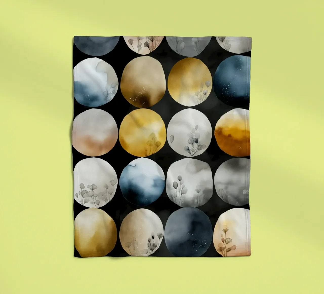 Moons abstraction fleece blanket by Justyna Jaszke JBJart