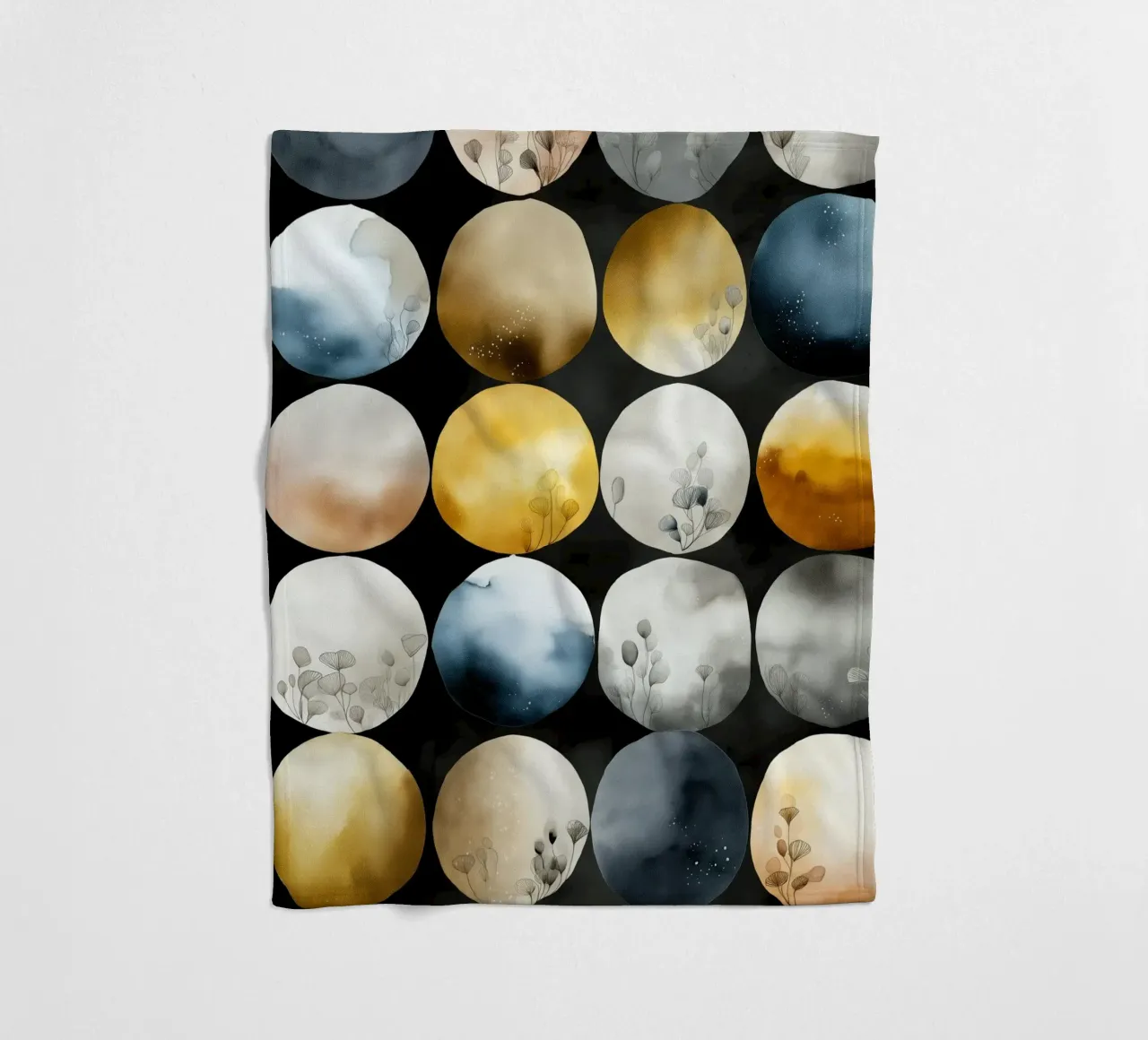 Moons abstraction fleece blanket by Justyna Jaszke JBJart