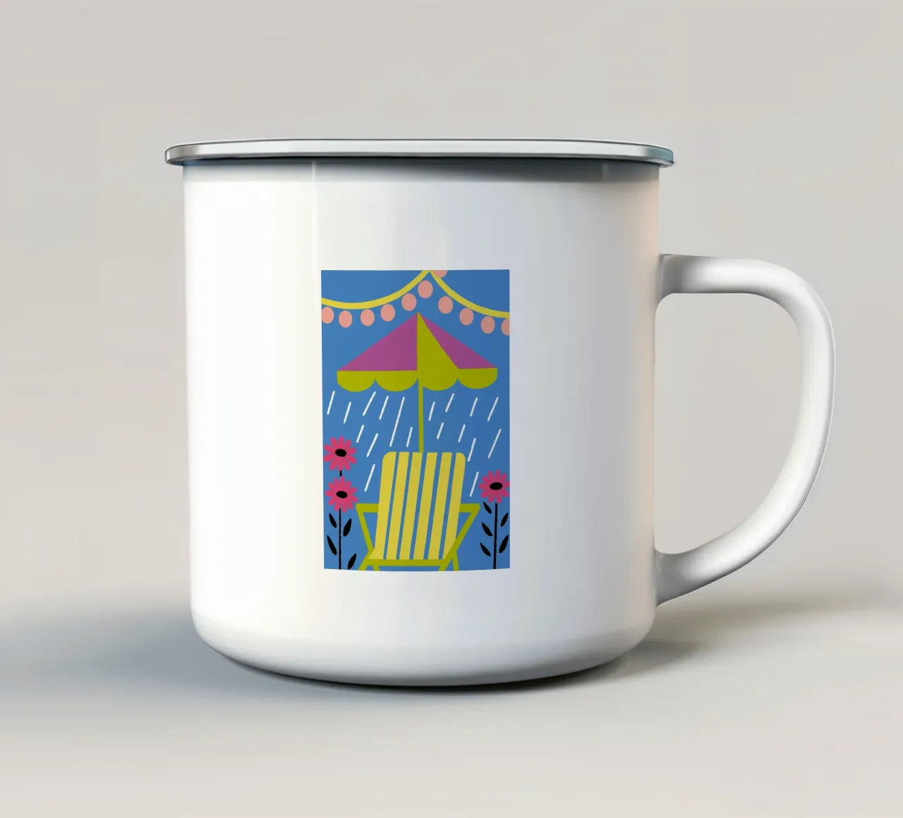 Sedia sotto la pioggia tazza in smalto da TRENDY POSTER SHOP