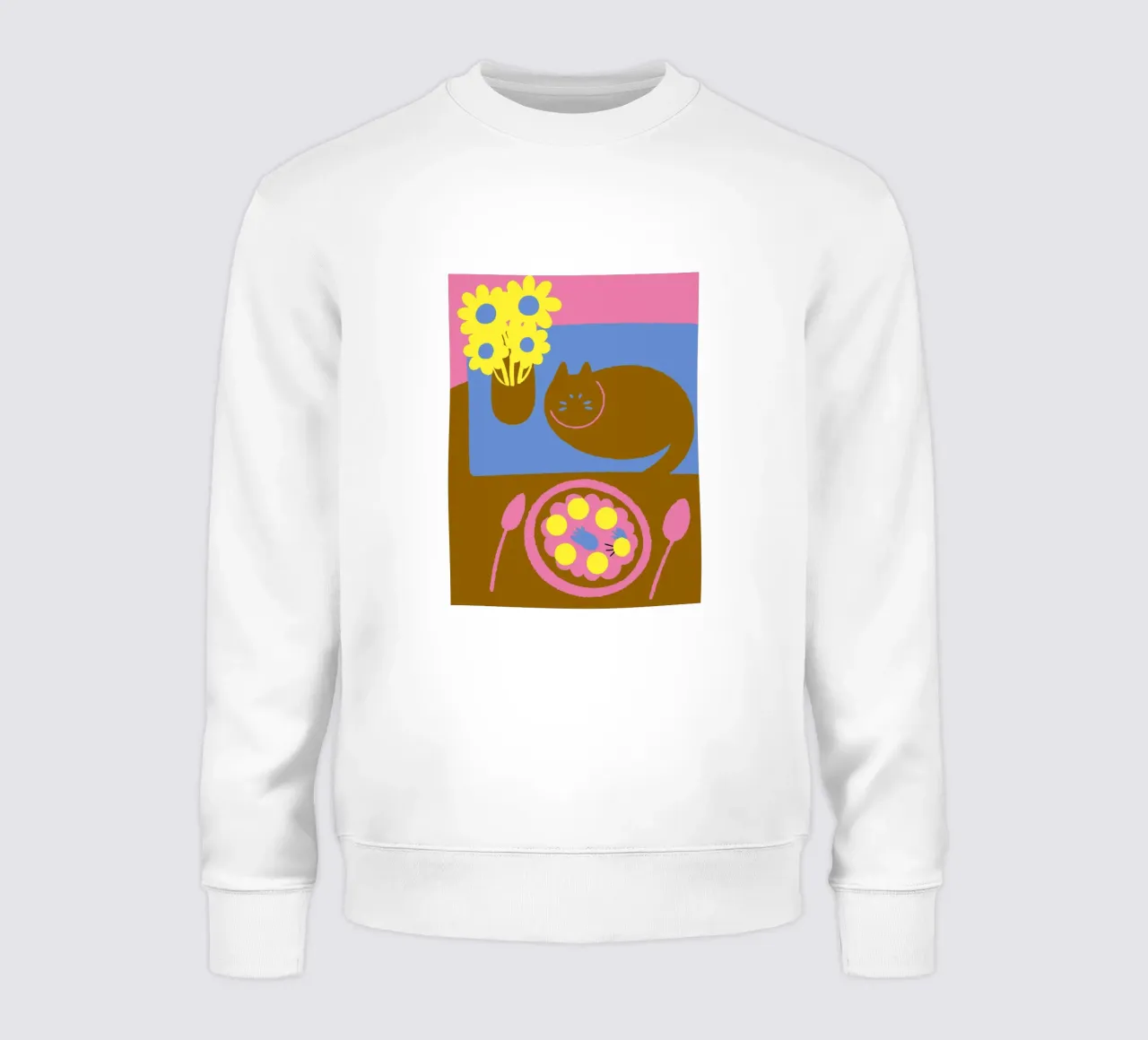 Fiori e cibo per gatti felpa da TRENDY POSTER SHOP
