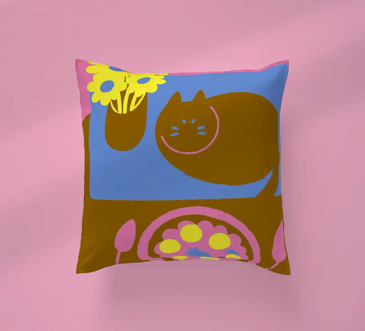 Fiori e cibo per gatti cuscino da TRENDY POSTER SHOP