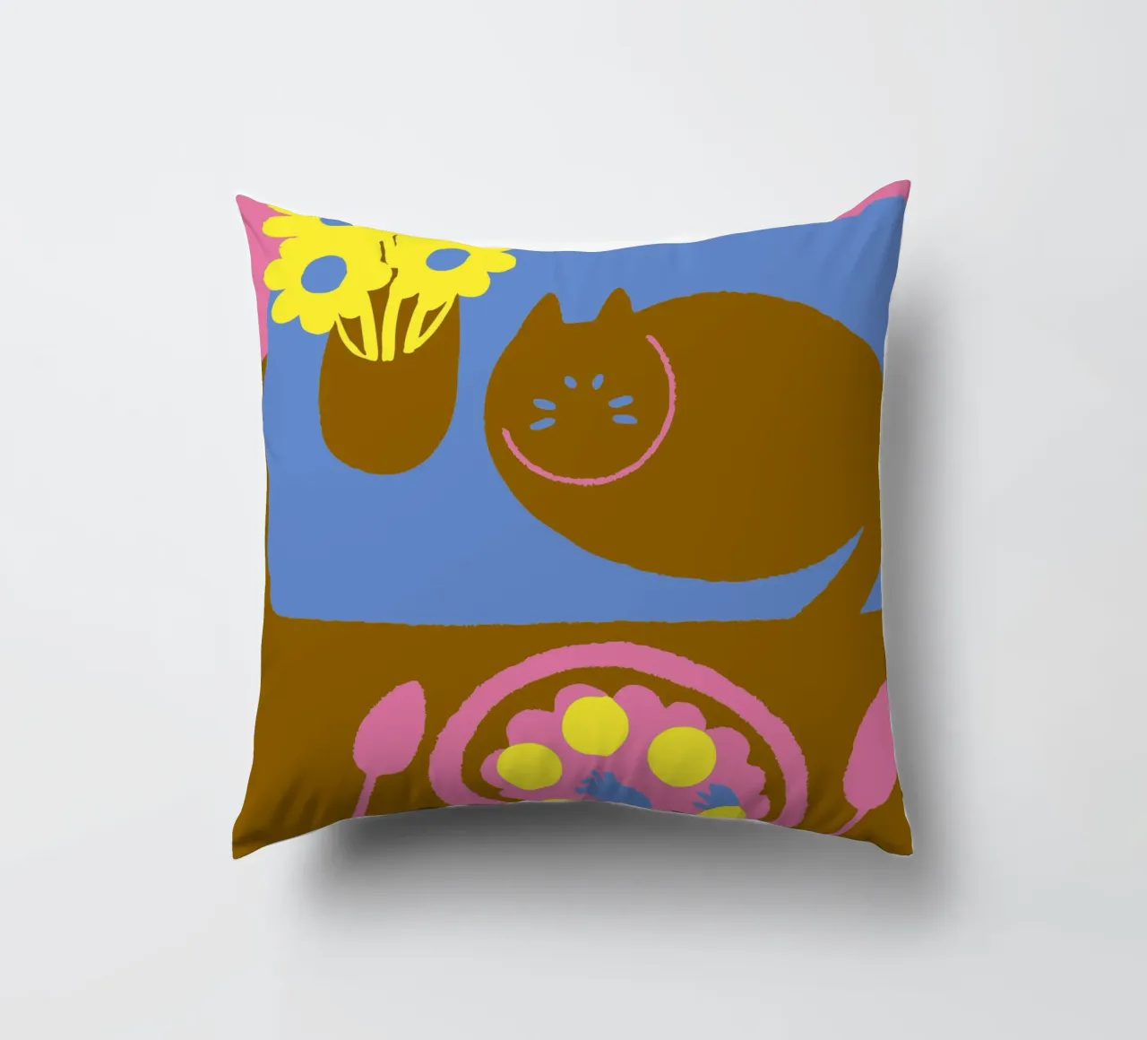 Fiori e cibo per gatti cuscino da TRENDY POSTER SHOP