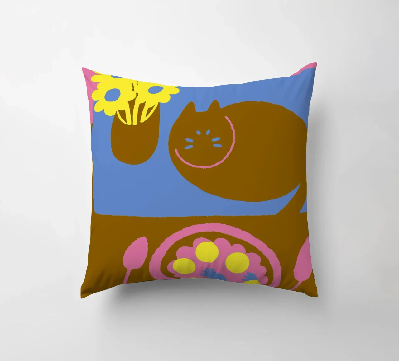Fiori e cibo per gatti cuscino da TRENDY POSTER SHOP