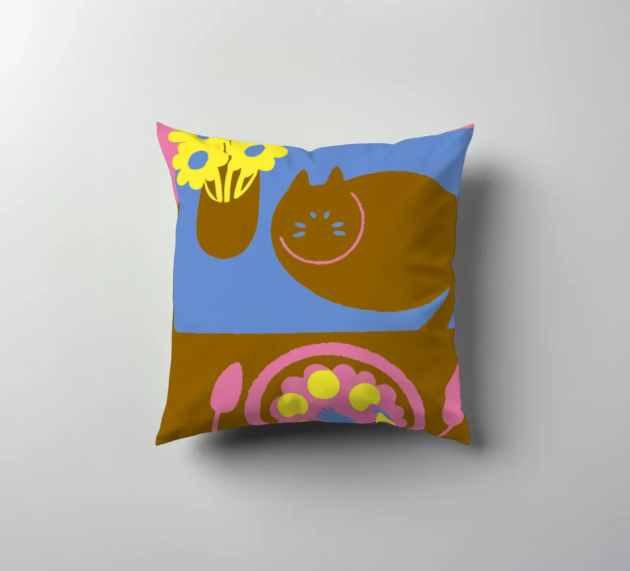 Fiori e cibo per gatti cuscino da TRENDY POSTER SHOP