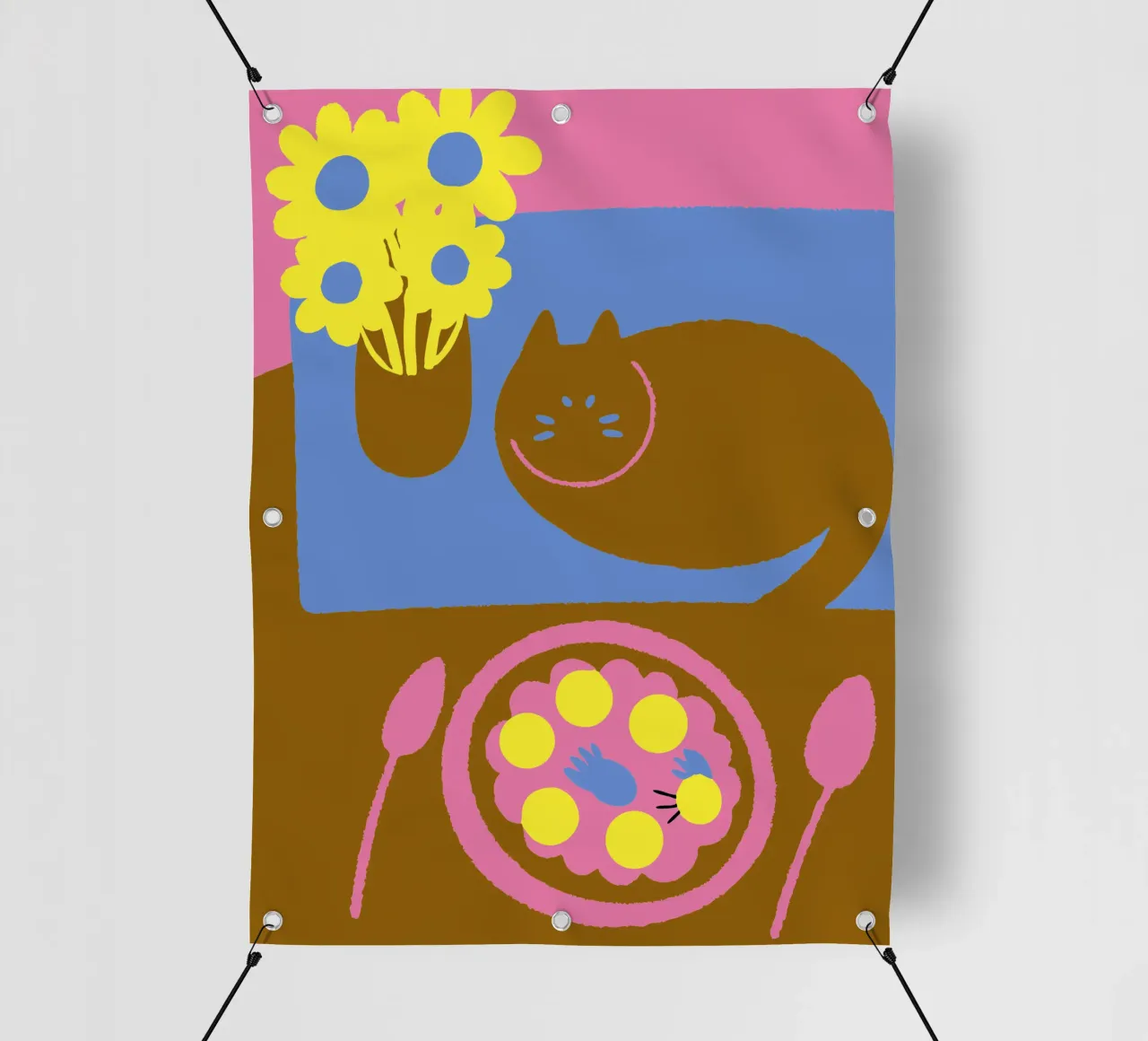 Fiori e cibo per gatti telo in pvc da TRENDY POSTER SHOP