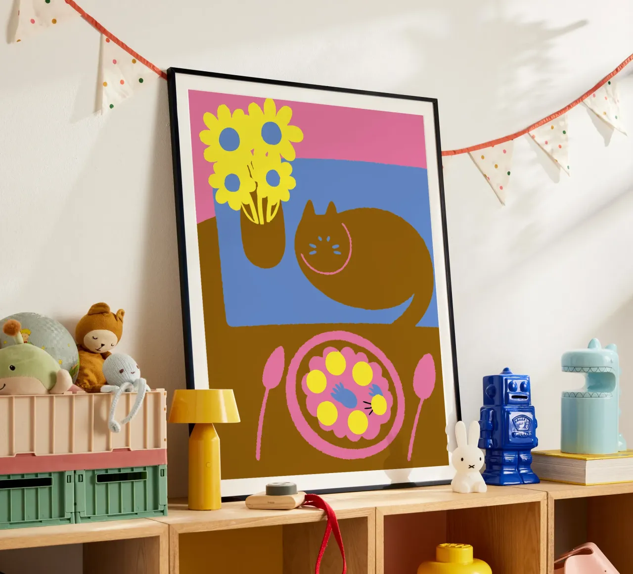 Fiori e cibo per gatti poster da TRENDY POSTER SHOP