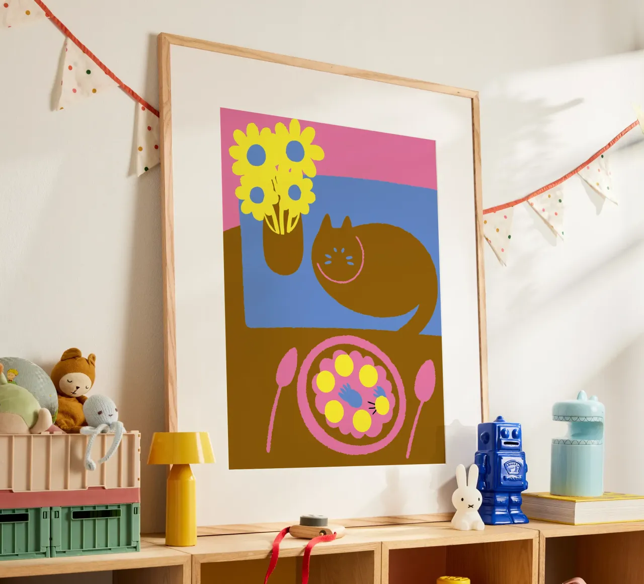 Fiori e cibo per gatti poster da TRENDY POSTER SHOP