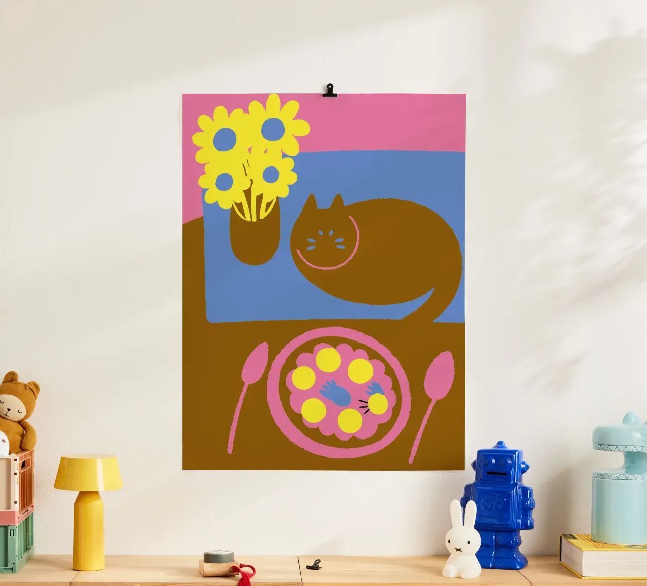 Fiori e cibo per gatti poster da TRENDY POSTER SHOP