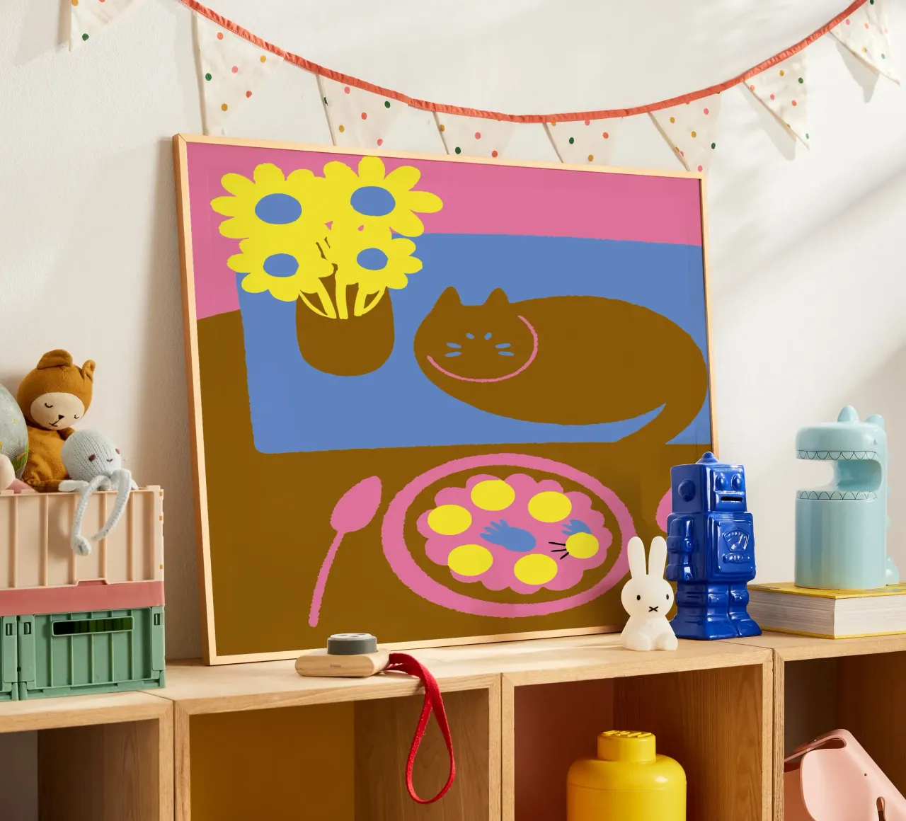 Fiori e cibo per gatti poster da TRENDY POSTER SHOP