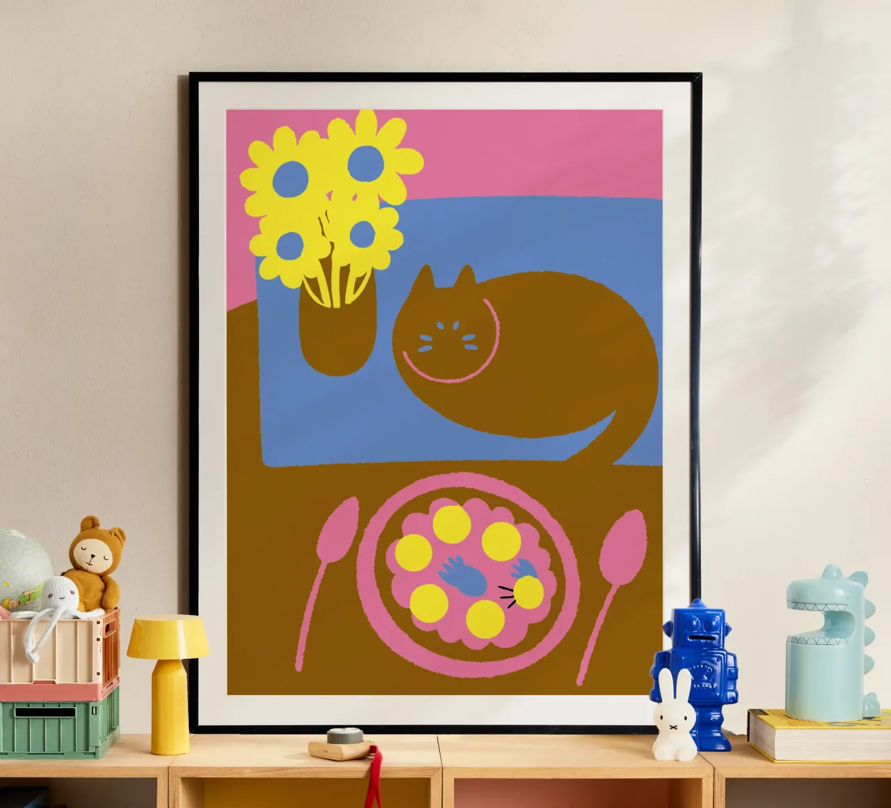 Fiori e cibo per gatti poster da TRENDY POSTER SHOP