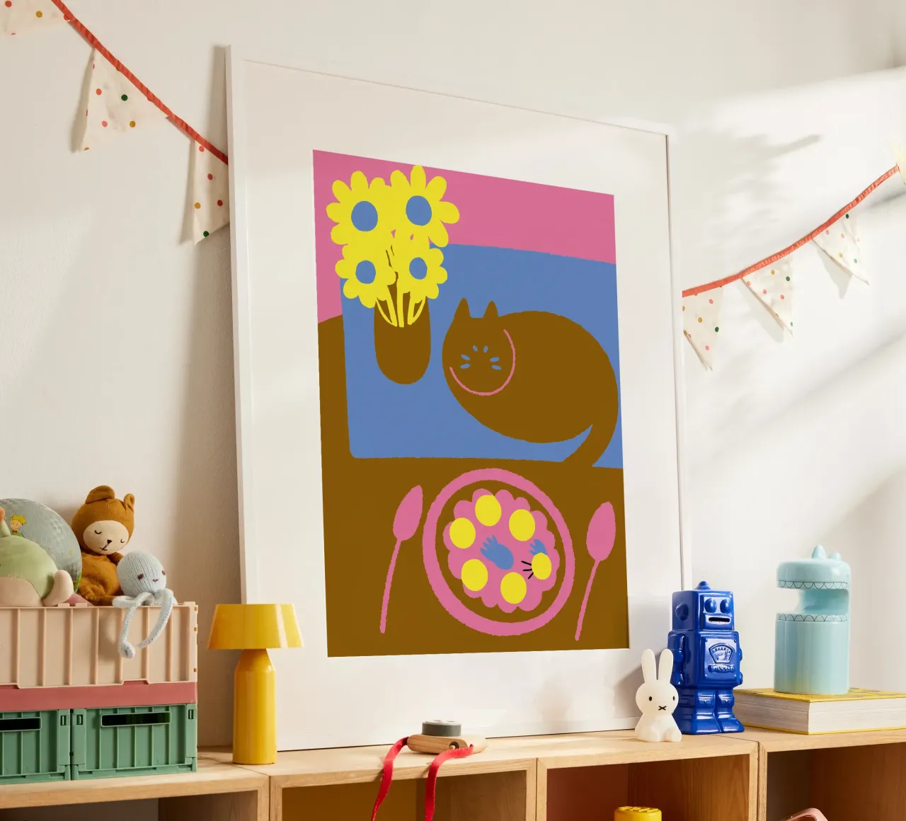 Fiori e cibo per gatti poster da TRENDY POSTER SHOP