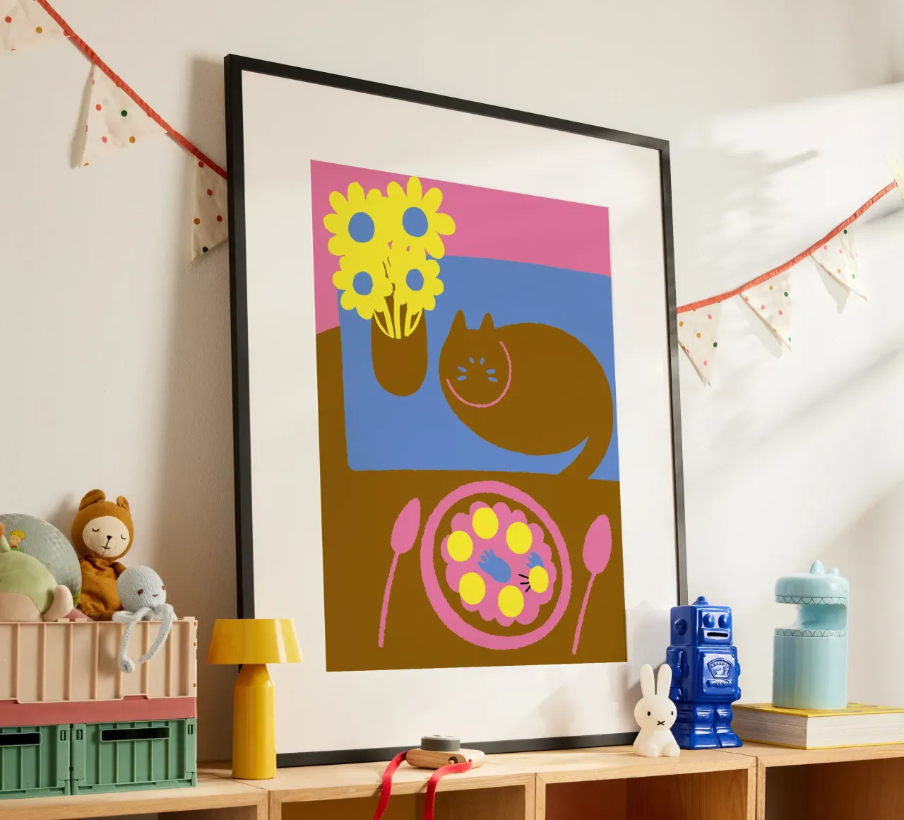 Fiori e cibo per gatti poster da TRENDY POSTER SHOP