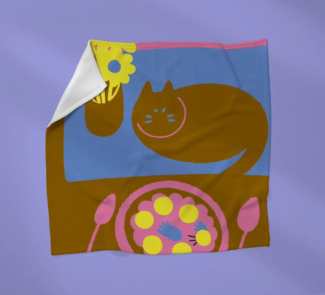 Fiori e cibo per gatti coperta in pile da TRENDY POSTER SHOP