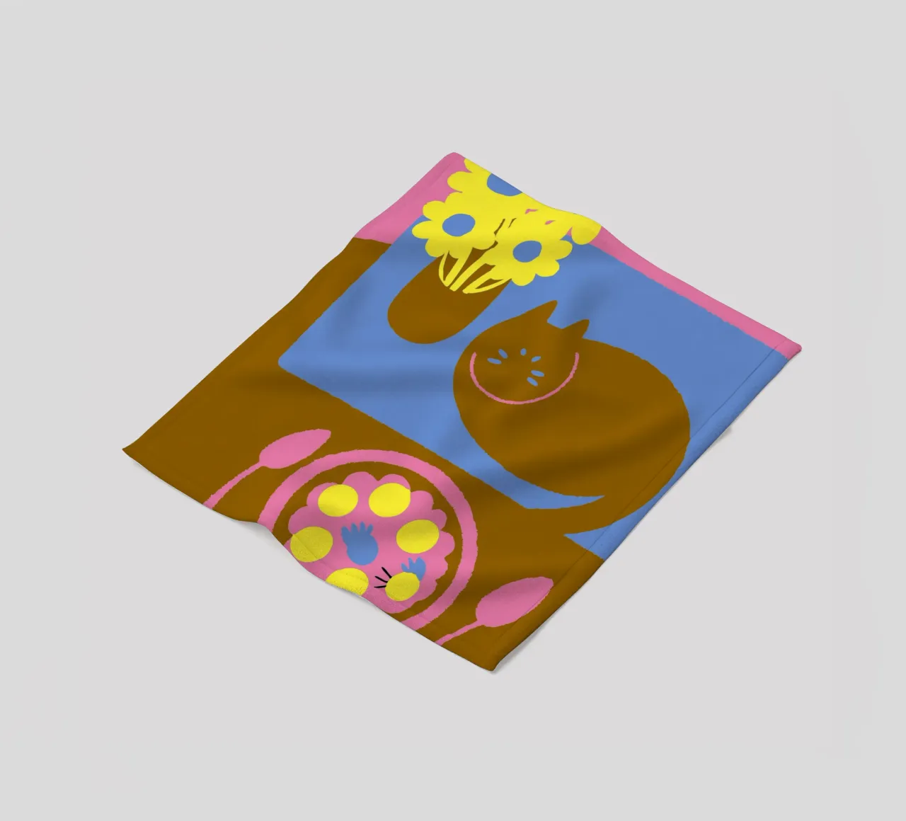 Fiori e cibo per gatti coperta in pile da TRENDY POSTER SHOP